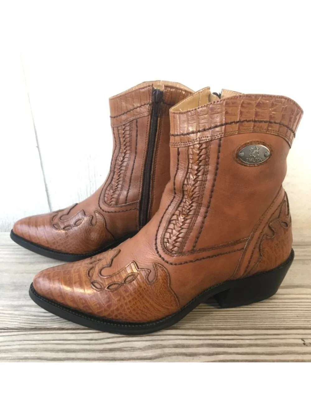 Donato Marrone D'Milton Men Western Brown Ankle Side Zip Boot 9.5 D 16534 Brazil
